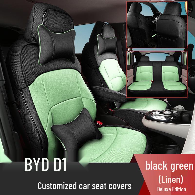 All-Season Linen Car Seat Covers for BYD D1 - Full Coverage