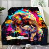 1PC Custom Name Colorful Elephant Family Flannel Blanket Versatile,all-season Throw Suitable for the Living Room,bedroom,camping,travel,and Gift