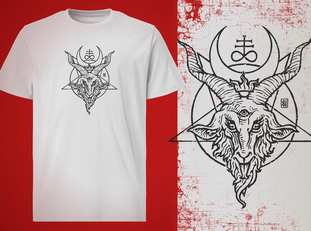 Baphomet Kopf T-Shirt (schwarzer Druck)