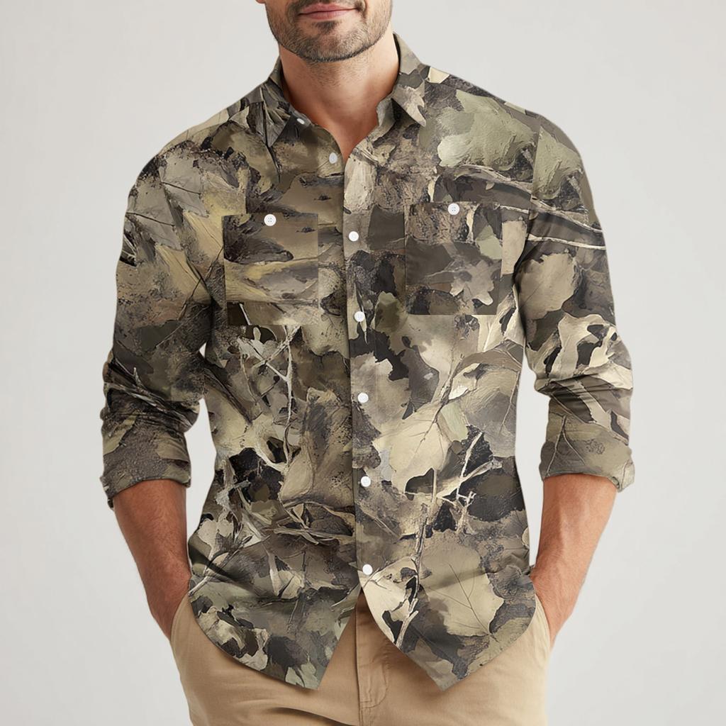 Camicia da lavoro industriale da uomo ampia classica con revers e multitasche