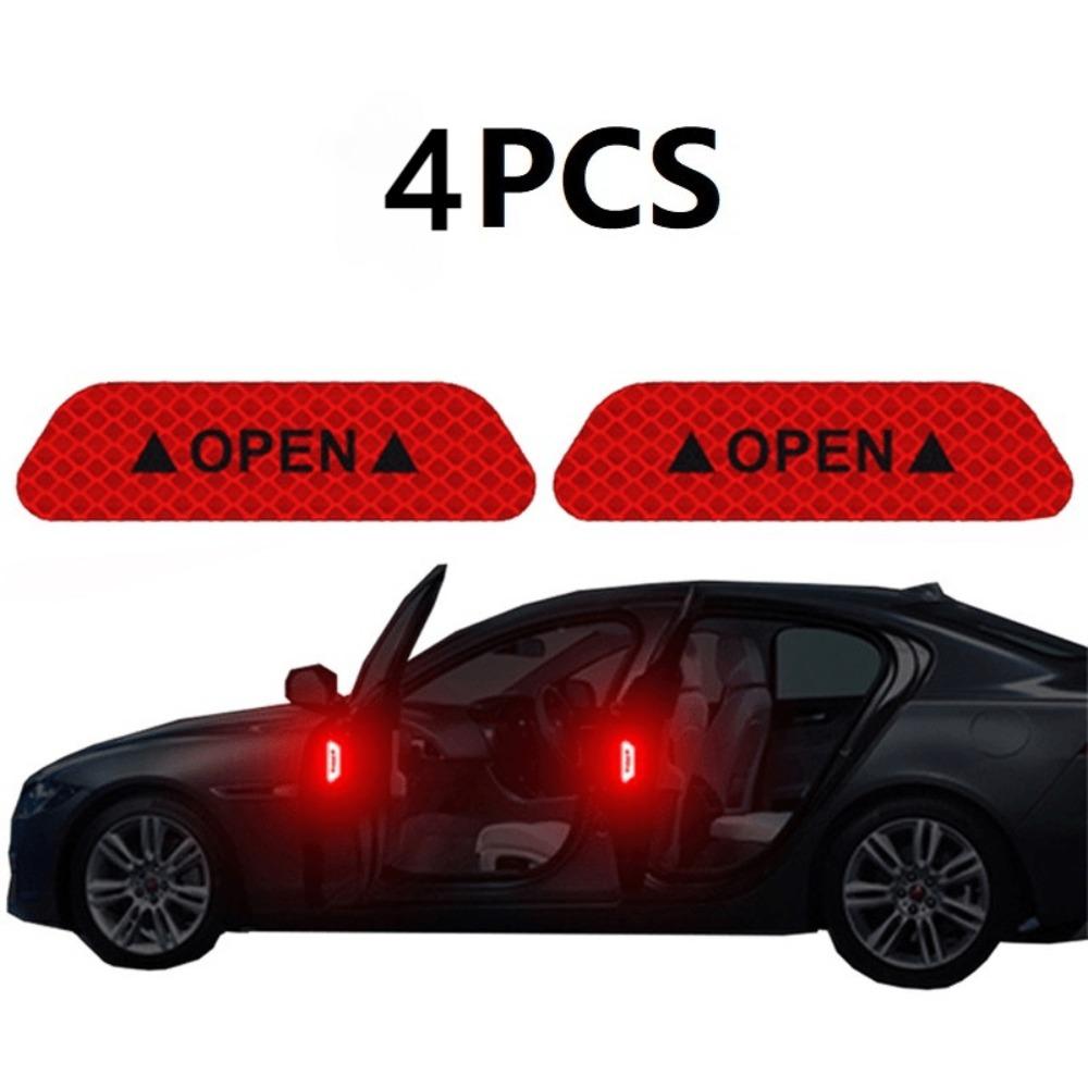 4PCS Car Door Reflective Warning Stickers: Increase Visibility & Safety with Easy-to-Apply Decals