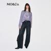 MO&Co. Women's Cotton Loose-Fit Round Neck T-shirt