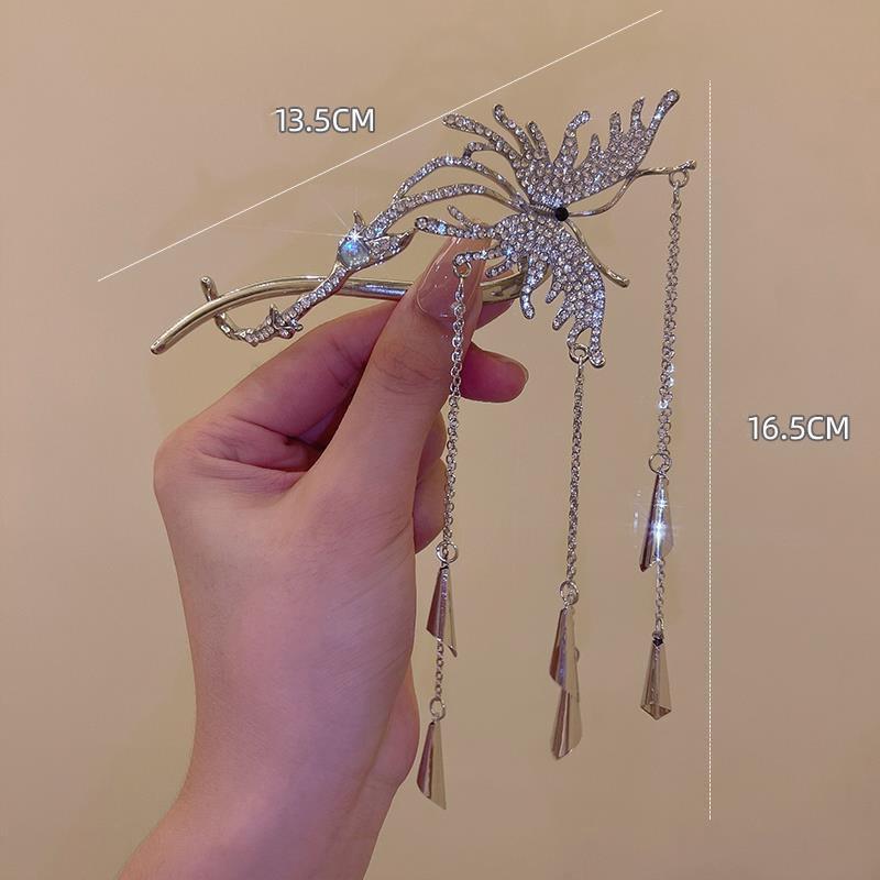 Haarspangen mit Sonnenblumen-Quaste, modische Haarklammer, elegante funkelnde Quaste, Schmetterlings-Haarspange, Clip-Zubehör