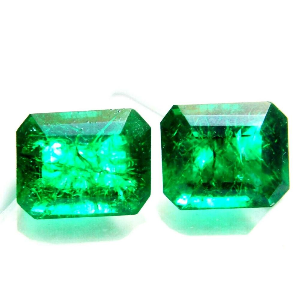 16.23 Carat Natural Precious Green Emerald Pair Rare Loose Gemstone Emerald Cut M-235