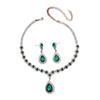 European-American Rhinestone Teardrop Necklace & Earring Set: Korean-Style Bridal Temperament Collarbone Chain Jewelry for Women