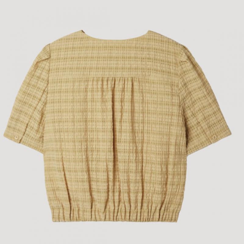 [She S miSS] V-Ausschnitt Seersucker Karo Bluse Swwblp22130 Be