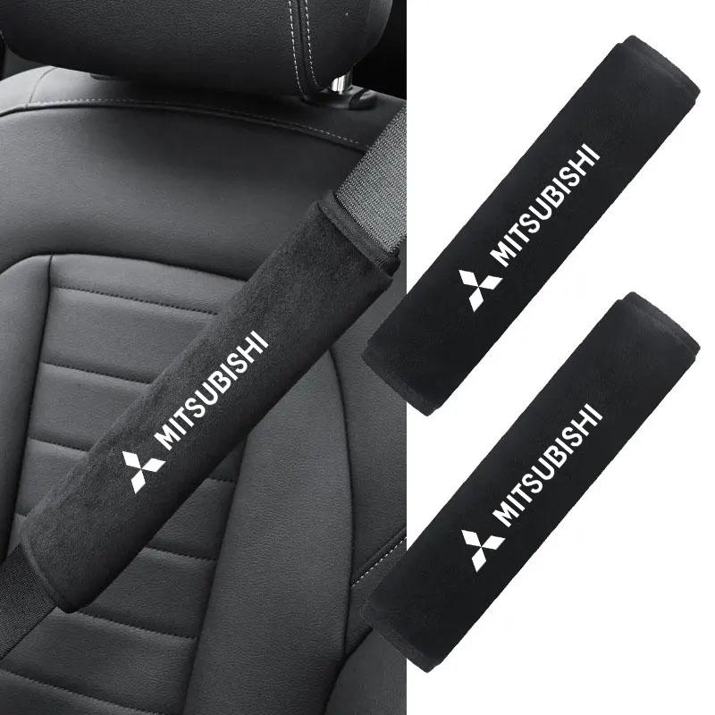 2Pcs Car Seat Belt Shoulder Protector Cover for Mitsubishi Outlander Mirage Eclipse Pajero ASX Lancer EVO Styling Accessories