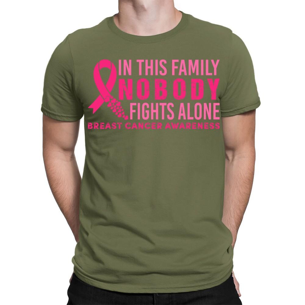 Breast Cancer Awareness Nobody Fights Alone Mens Womens TShirts Tee Top TA38