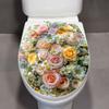 Flower Pattern Bathroom Toilet Seat Decorative Stickers Self-adhesive Waterproof Bathroom Creative Stickers