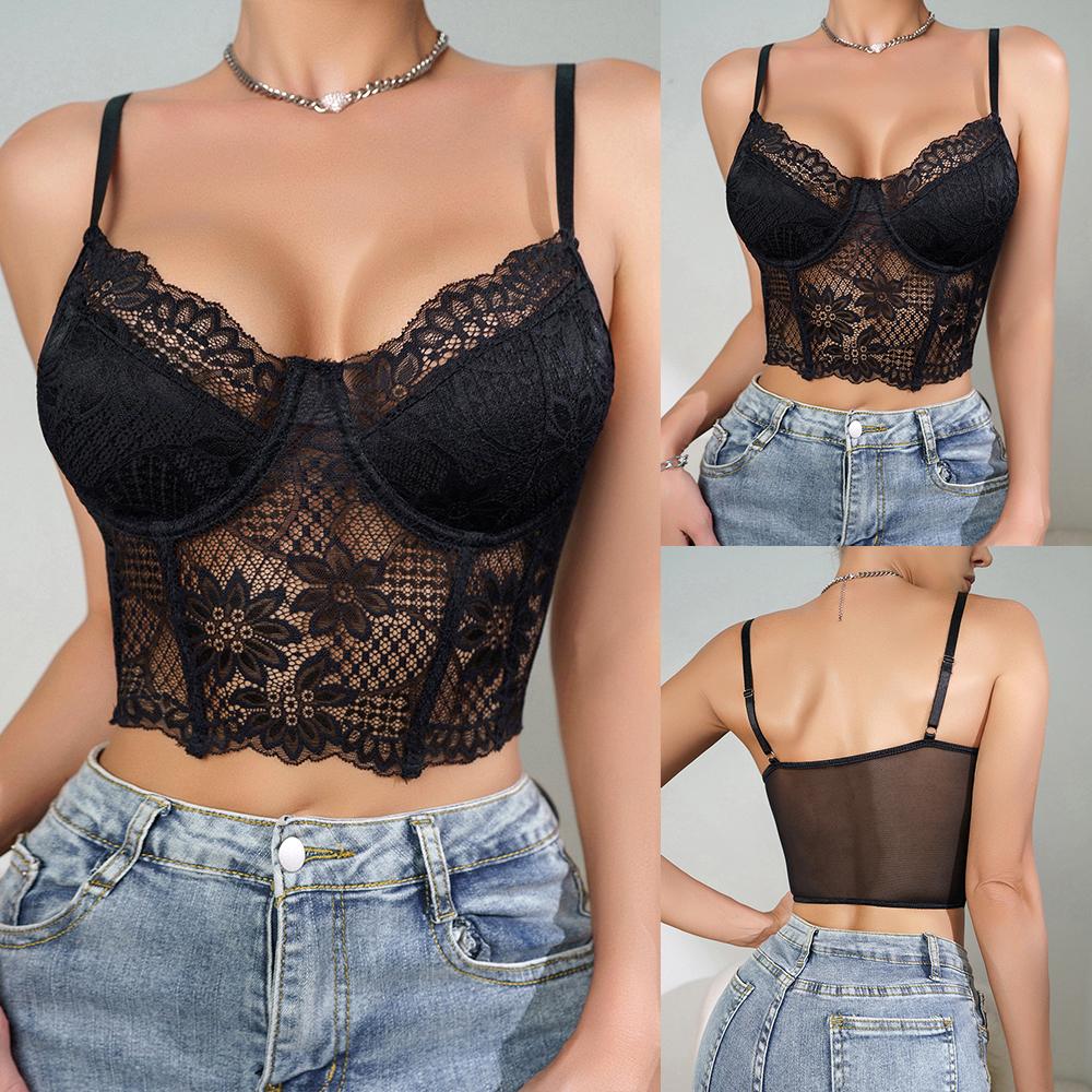 

Женский укороченный топ, готические кружевные майки, кружевная майка с цветочным принтом, жилет без рукавов, футболка