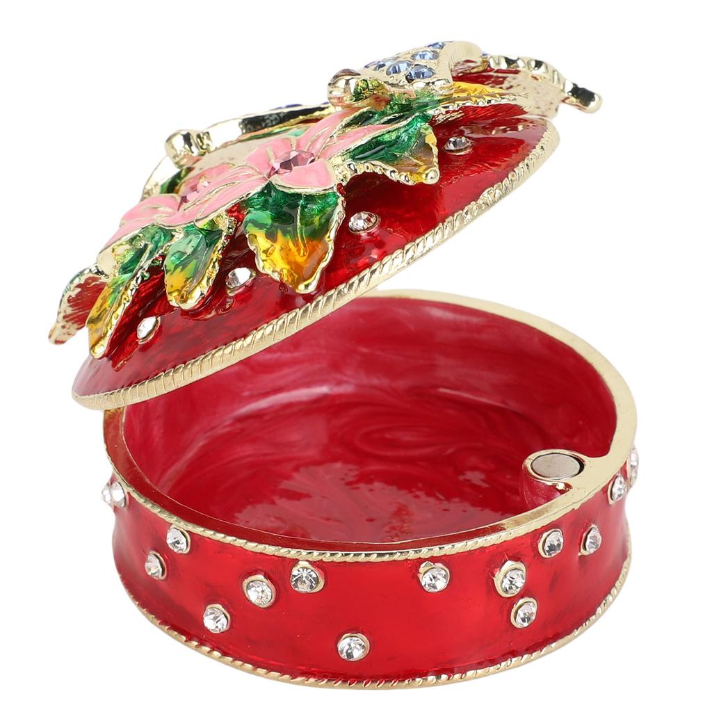 Butterfly Jewelry Box Metal Elegant Enameled Trinket Storage Box for Bathroom Bedroom Home Decor