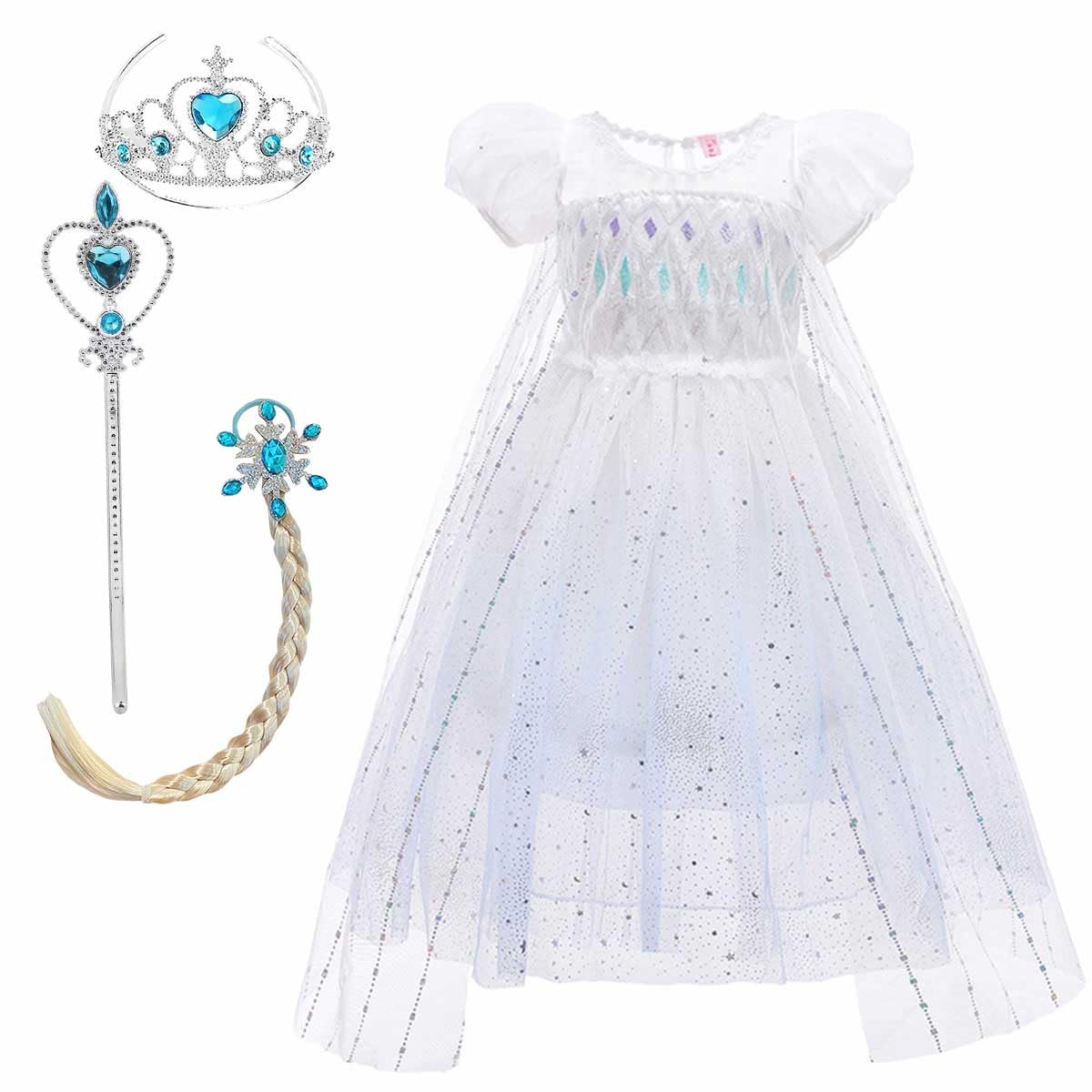 

Платье принцессы для Снежной королевы Детский костюм для девочек [monoii] Дети, Хэллоуин, Косплей, Костюм, белый