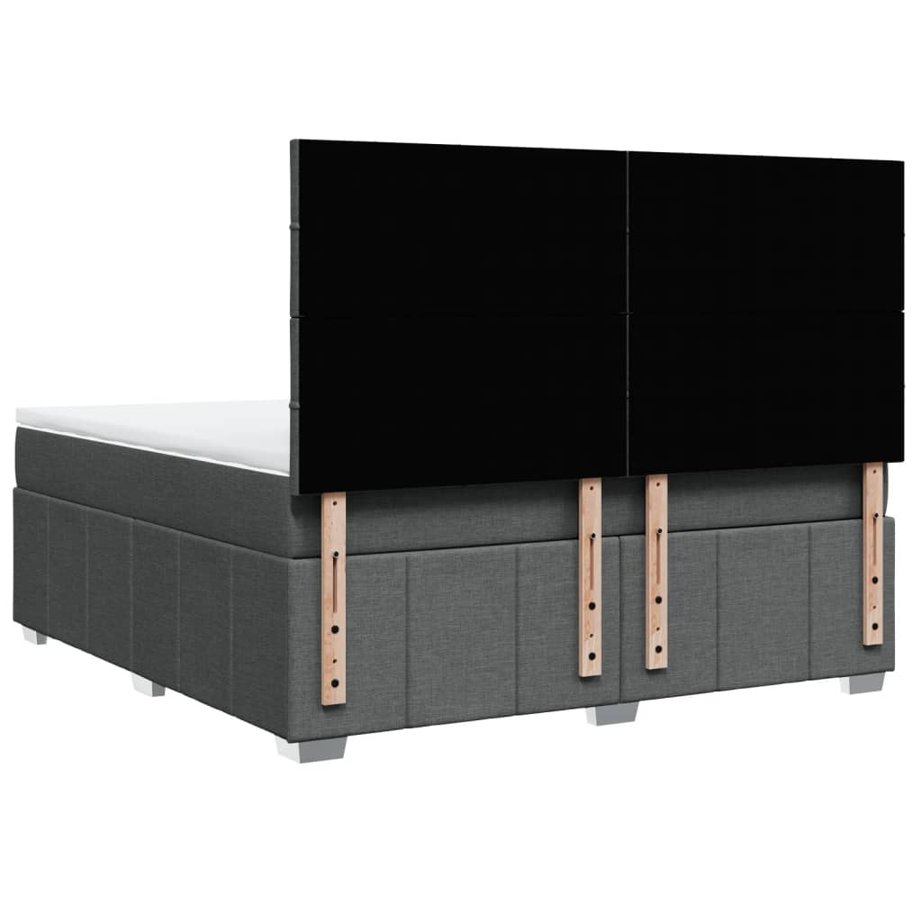 Box Spring Bed with Mattress Dark Grey 180 x 200 cm Fabric