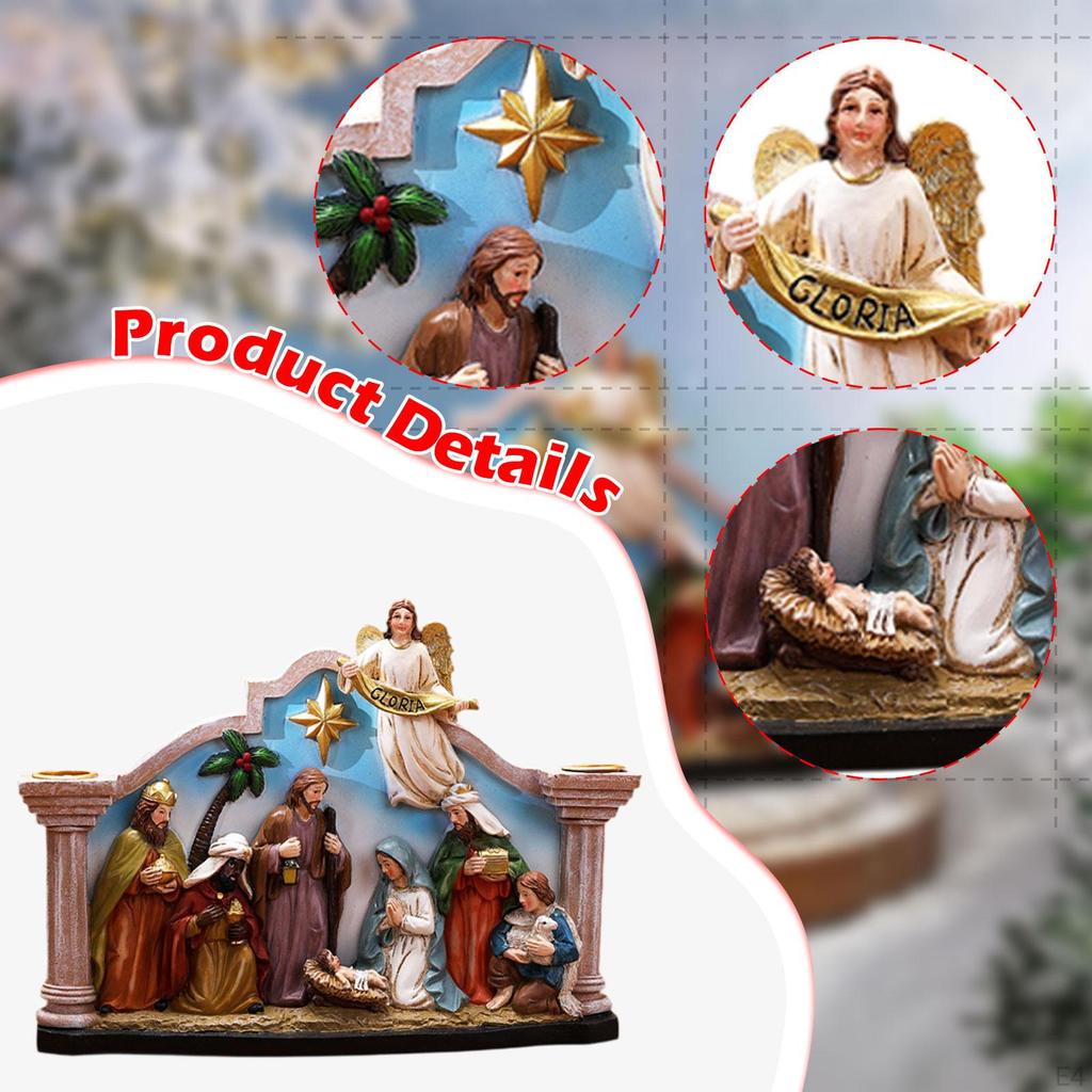 Christmas Nativity Scene Figurine Set Birth of Jesus Resin Figure Religious Decor