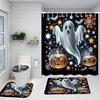 Halloween ghost Skull Pattern Shower Curtain  Bath Sets Waterproof Non-Slip Bathroom Rug Toilet U  With 12 Hooks Home Deco