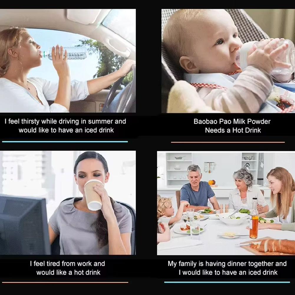 Car Heating and Cooling Cup 12V With Built-in Cup Holder Display Screen One Click Switch For Car Home Beverage Bottle Thermos