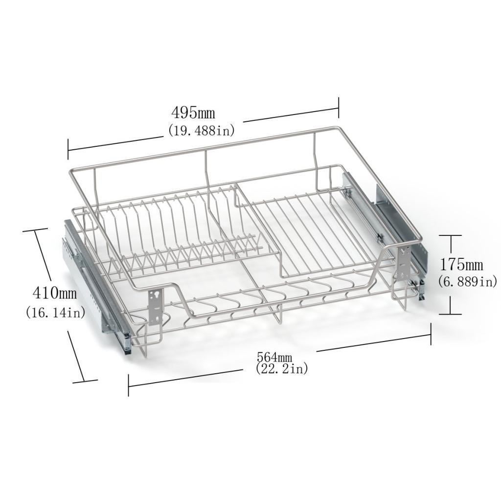 Extendable Kitchen Cabinet Organizer PullOut Drawer Storage Basket under Shelf Double