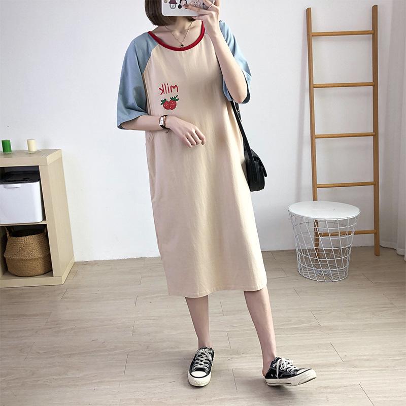Summer Maternity & Nursing Dress: Short Sleeve Cotton Nightgown for Postpartum Moms