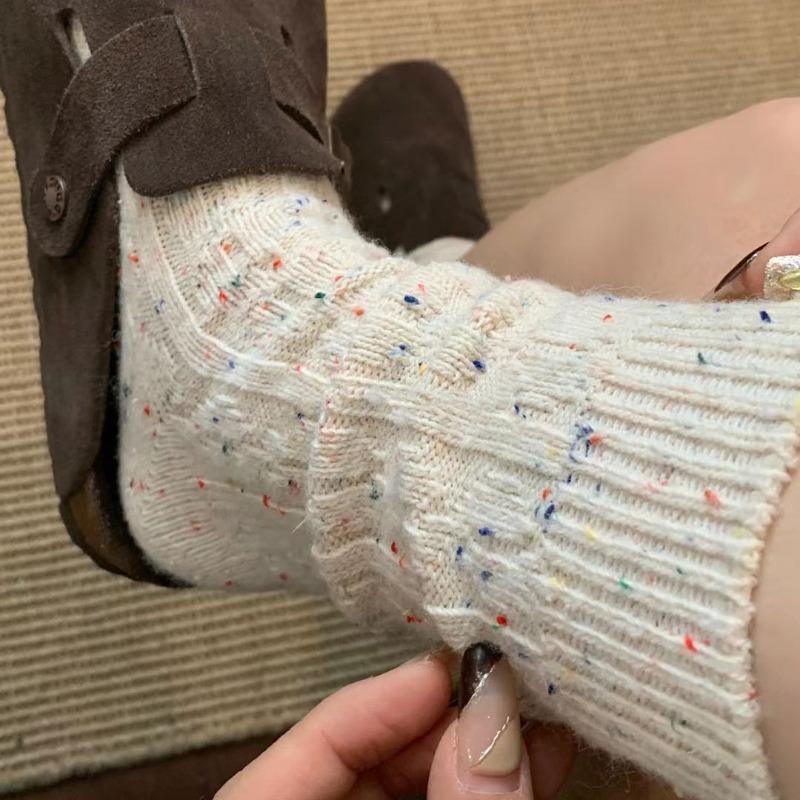 Winter Thickened Warm Yarn Wool Socks, Twisted Thread Mid-tube Pile Socks