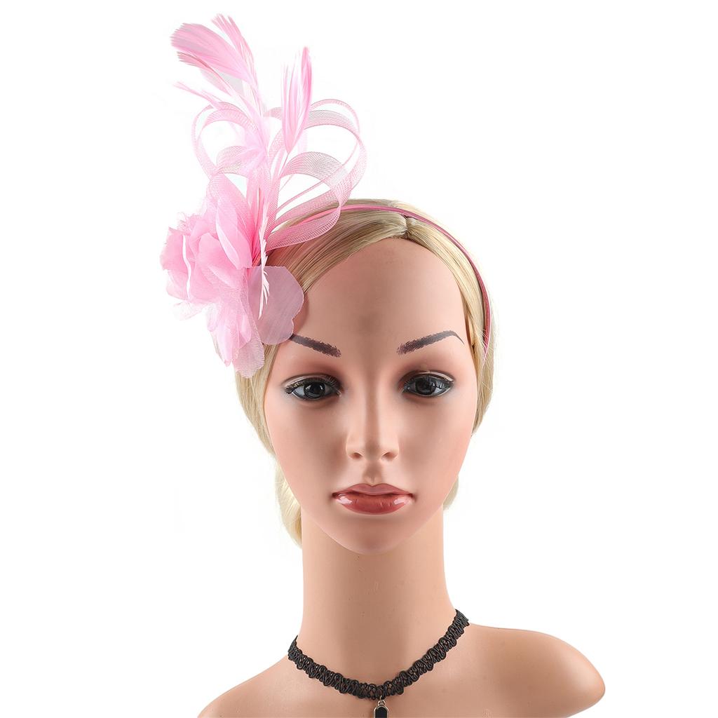 Elegant Feather Hair Accessory For Women Elastic Hairband With Adjustable Clip For Horse Races Parties Photography