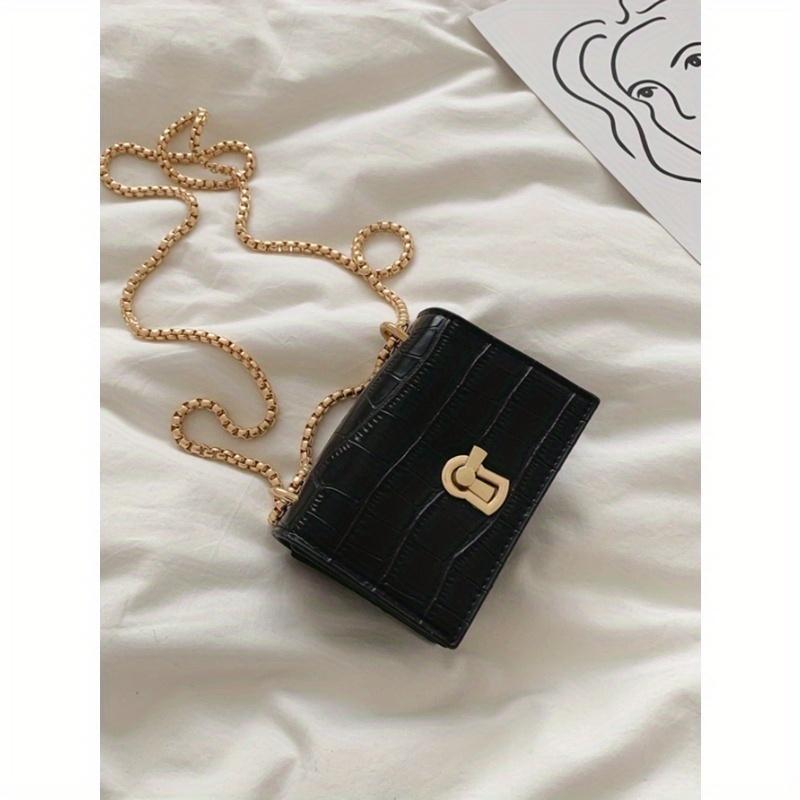 Mini Crocodile Embossed Turn-lock Square Bag