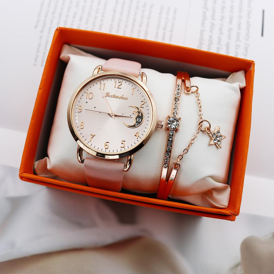 

Набор женский браслет и кварцевые часы с лунным узором - 2 предмета, модный комбо