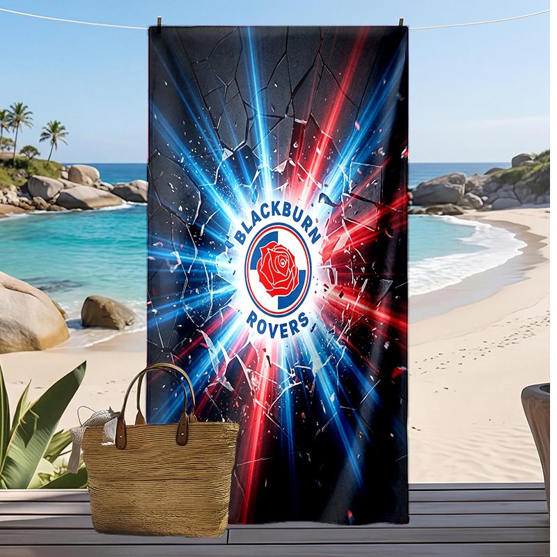 Blackburn Rovers Fußball Print Strandtuch, Großes Weiches Schnelltrocknendes Handtuch für Strand Camping Schwimmen