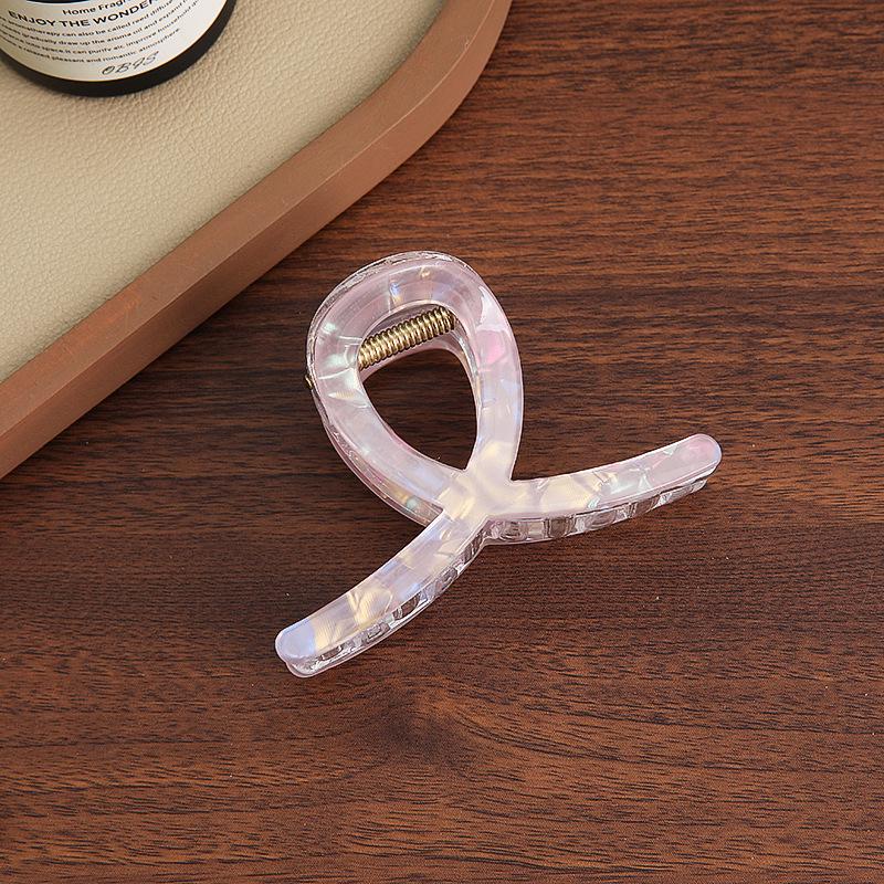 

Минималистская перламутровая заколка для волос в виде русалки: Элегантный конский хвост и зажим-акула розовый/радужный