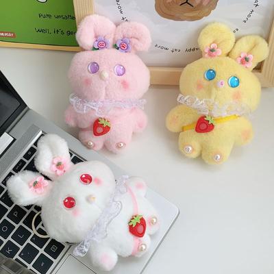 Cute Plush Cookies Lace Scarf Strawberry Rabbit Creative Doll Grab Machine Doll Plush Keychain Pendant Doll