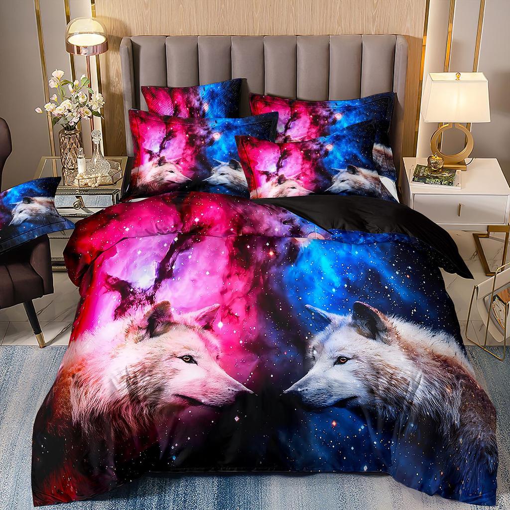 3D Animal Wolf Three-Piece Set, Kit Bedding, Indian Style