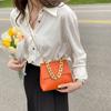 Women's Bag Autumn New Gold Glue Chain Portable Lychee Pattern Plain Weave Chain Small Square Bag
