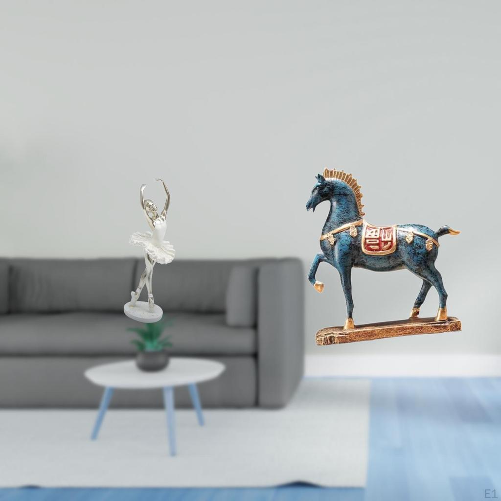 Graceful Dancer And Majestic Horse Figurine Modern Art Sculpture for Bedroom Office Living Room Desk