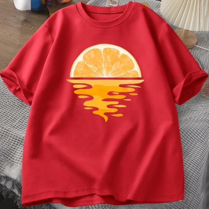 Orange Fruit T Shirt Casual Unisex Unisex Short Sleeve Tee Clothes Fruit Lover Tee Shirt Streetwear Tees Aesthetic Vintage Shirts