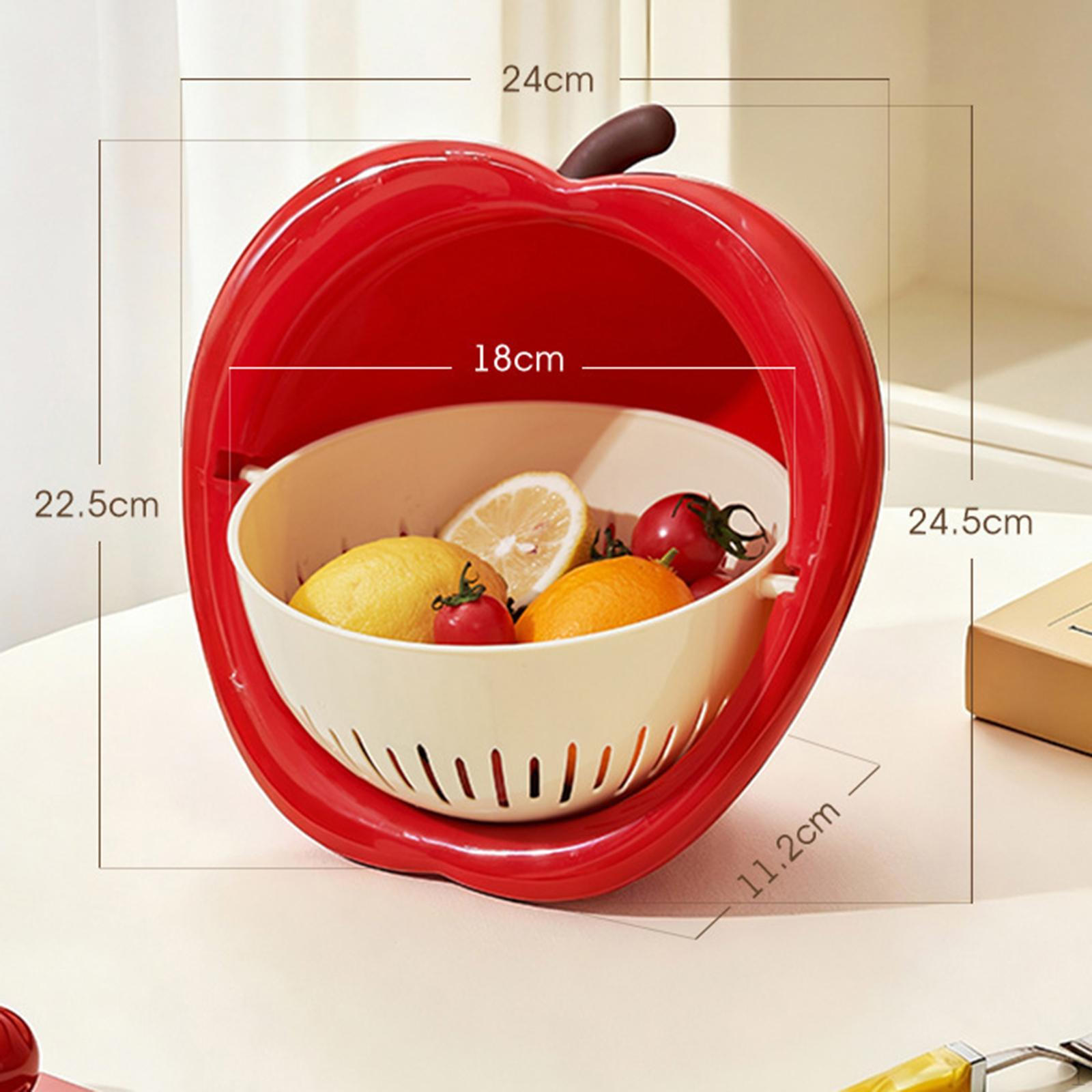 Kitchen Colander Strainer Set Drain Basin Basket Shaped Decor Double Layered Fruit Bowl Organizer красный