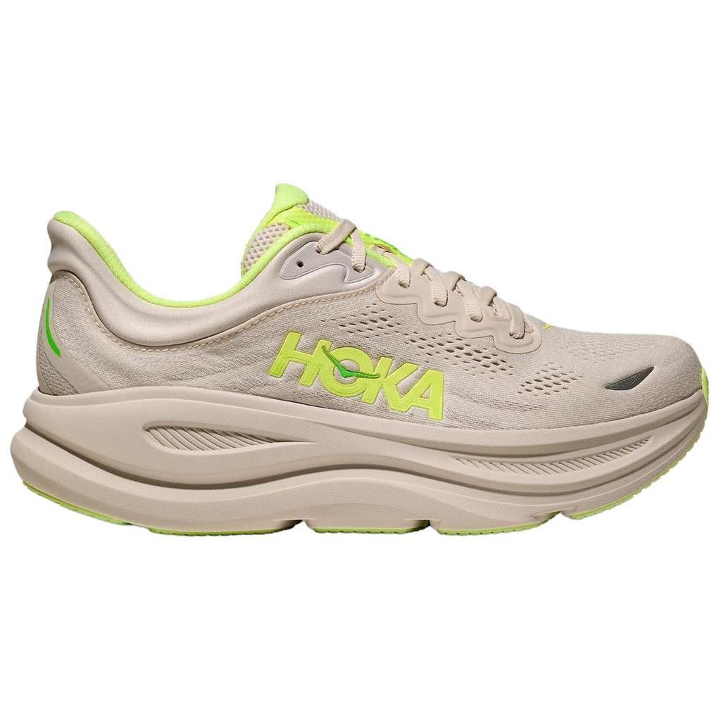 HOKA ONE ONE Bondi 9 Abrasion Resistant Breathable Support Rebound Casual Running Shoes Men's Beige Wide Fit 1162013-GYZ