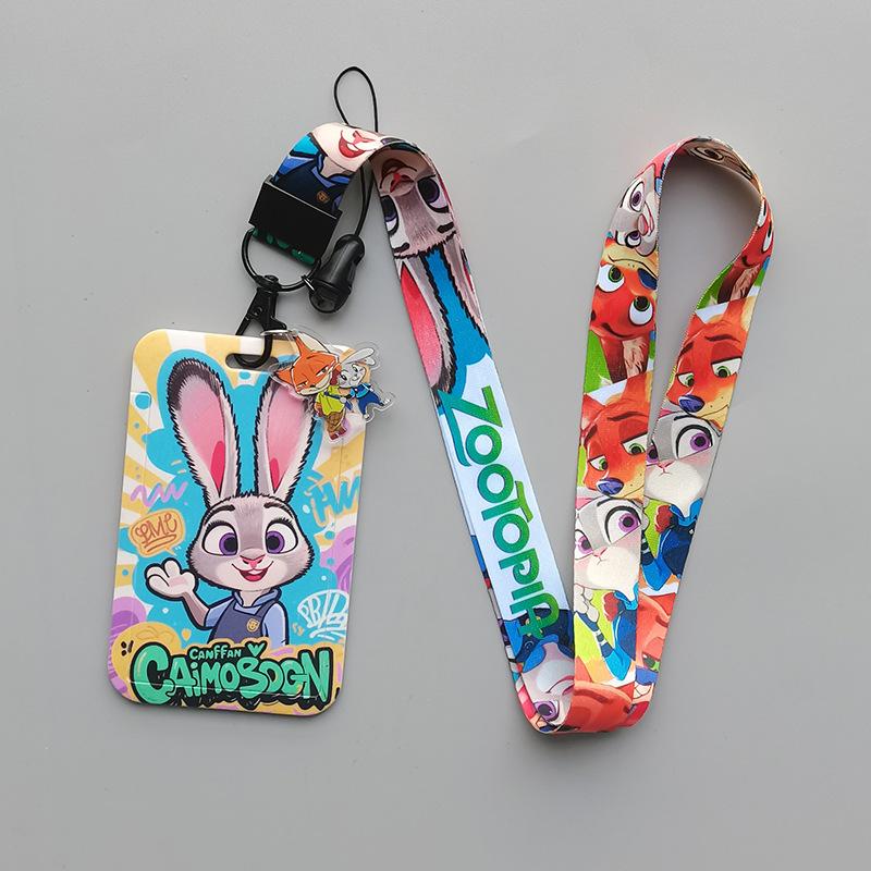 Zootopia Anime Card Holder, Bus & Metro Pass Case With Polyester Lanyard For Students