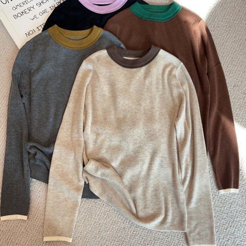 Genser for kvinner høst vinter fortykket pullover varm strikket elastisk langermet oversized genser topper