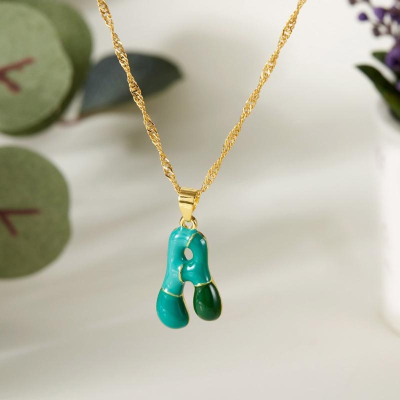 Personalized Colorful Letter Alloy Necklace Adjustable Chain Everyday Wear Letter Pendant Chokers For Women Unique Gift