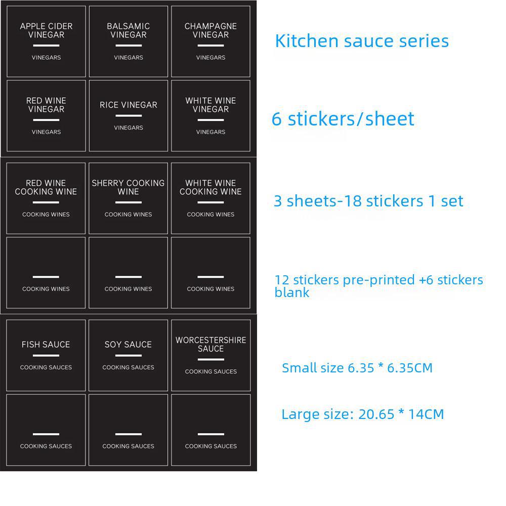 Cross-border Kitchen Labels: Coffee & Sauce Bottle Stickers