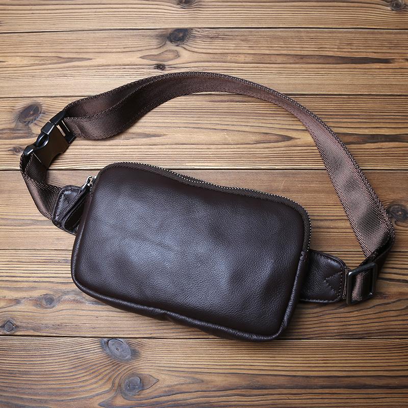 

NZPJ Genuine Leather Men s Chest Bag, Natural Cowhide Crossbody Bag, Casual Shoulder Bag, Sports Multifunctional Phone Waist Bag кавовий