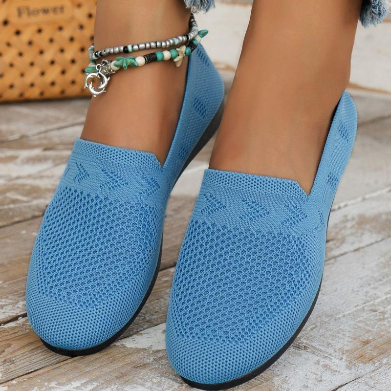 Large Size Single Shoes Women's Autumn New Fly-woven Mesh Surface Shallow Mouth One Pedal Lazy Flat Bottom Casual Women's Shoes