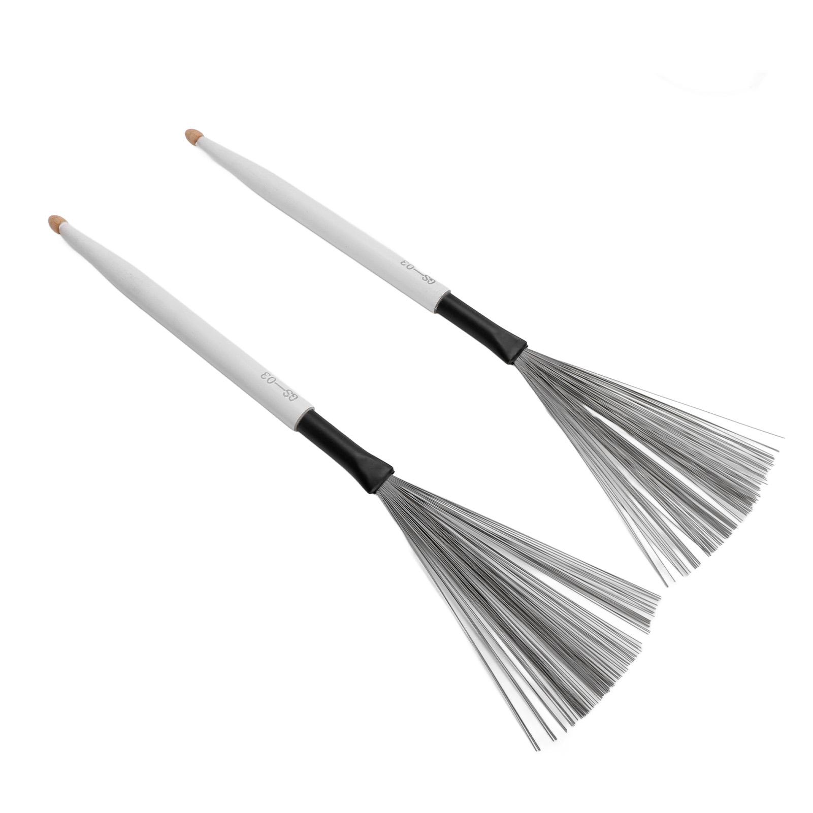 

2шт барабанная щетка с двойной головкой двойного назначения кленовая барабанная палочка резиновая стальная проволока портативная перкуссия белый