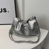 Pu Water Bucket Bag With Wrinkled Design And Chain For Casual Day Use