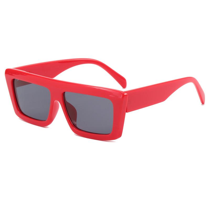 Small square frame wide-leg simple sunglasses, fashionable runway sunglasses красный