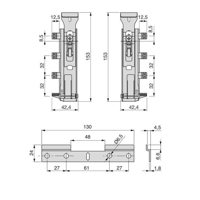 Ferrures de suspension - emuca - levelup1 - acier zingué - invisible - 65 kg de charge