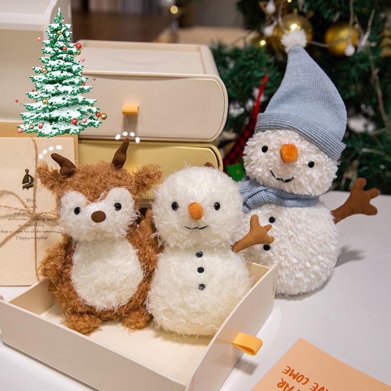 Cartoon Christmas Snowman Doll Plush Toy Elk Christmas Tree Doll Children Soothing Rag Doll Christmas Gift