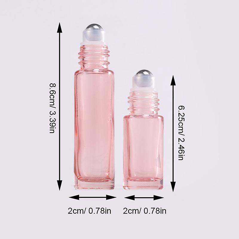 1 stk glass rulle på flaske 5/10 ml rosa rulleflaske essensiell olje Lipgloss gjenfyllbar tube tom krukke glass parfymeflaske