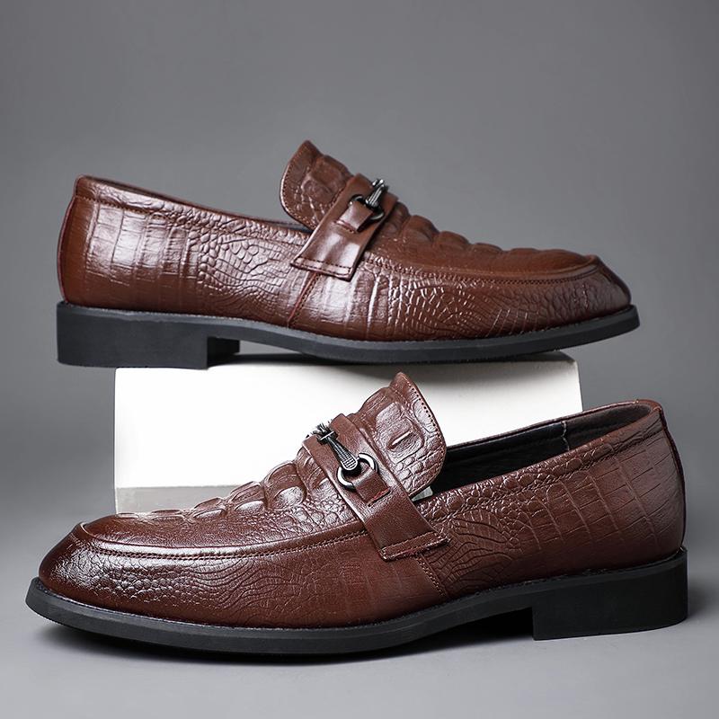 Men Loafers Leather Business Moccasin Crocodile Style Footwear Fashion Slip On Driving Casual Shoes Classical Dress Man Shoes