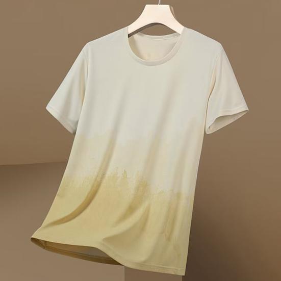 Men Tops Printing O-Neck Short Sleeve Tee Shirt Loose Fit Thin Breathable Pullover Tops Summer Outdoor Sport T-shirt Daily