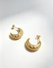 Retro Textured Heart Crescent Moon Earrings - Versatile C-Shaped Design for Women